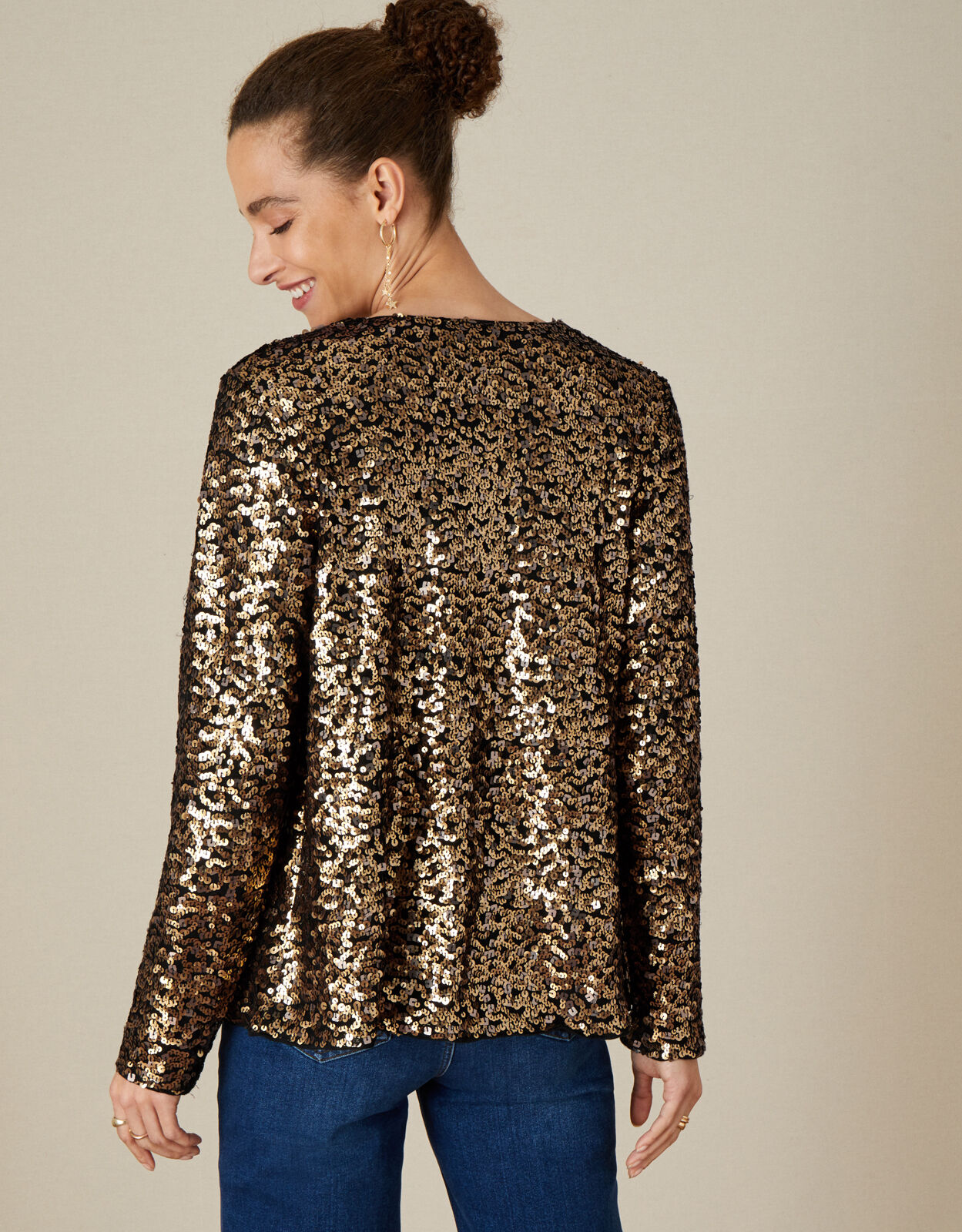 Sequin jacket gold sale