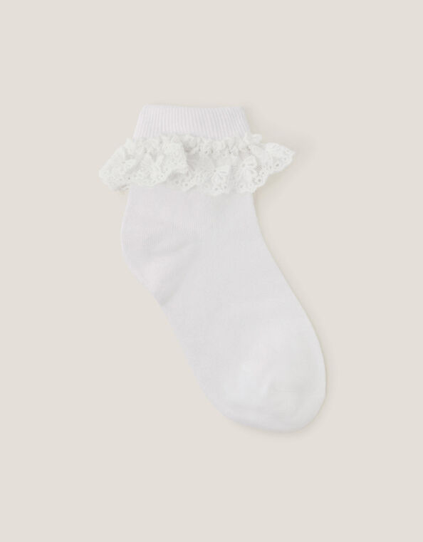 Flower Lace Socks, White (WHITE), large