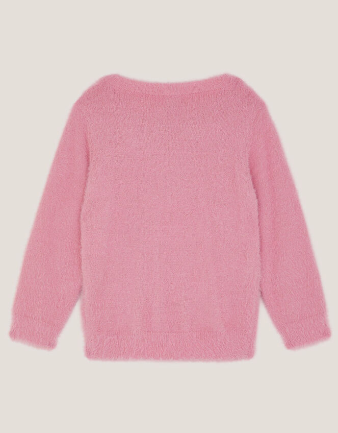 Embellished Fuzzy Christmas Jumper, Pink (PINK), large