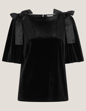 Vittoria Bow Velvet T-Shirt, Black (BLACK), large