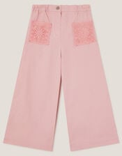 Crochet Pocket High-Waist Trousers, Pink (PINK), large