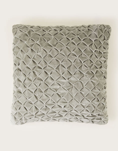 Quilted Velvet Cushion Grey, Grey (GREY), large