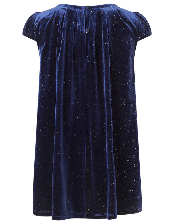 Baby Sparkle Velvet Dress with Recycled Fabric, Blue (NAVY), large