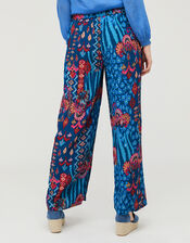 Mercy Printed Wide-Leg Trousers in Sustainable Viscose, Blue (NAVY), large