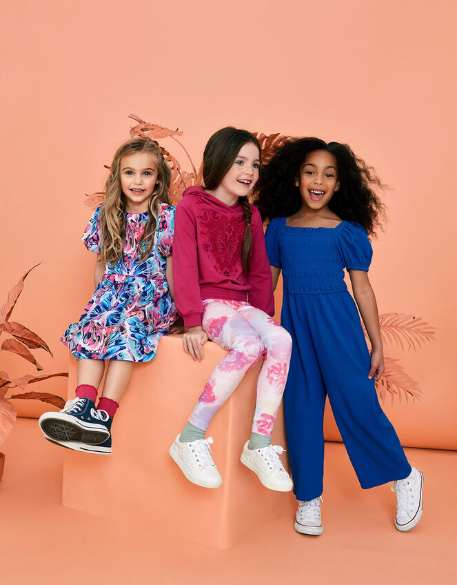 Ruffle Shirred Jumpsuit, Blue (BLUE), large