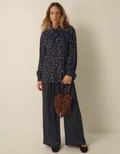 Stevie Foil Polka Dot Blouse, Blue (MIDNIGHT), large