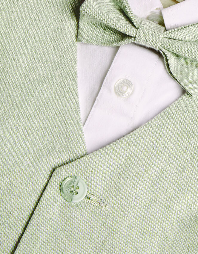 Three-Piece Waistcoat, Bow Tie and Short Sleeve Shirt Set, Green (GREEN), large