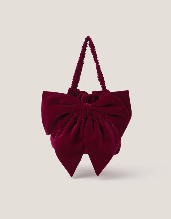 Ciri Bow Velvet Pouch Purse, , large