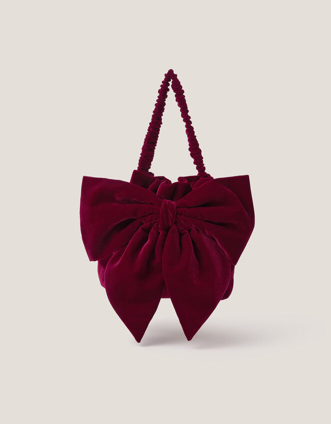 Ciri Bow Velvet Pouch Purse, , large