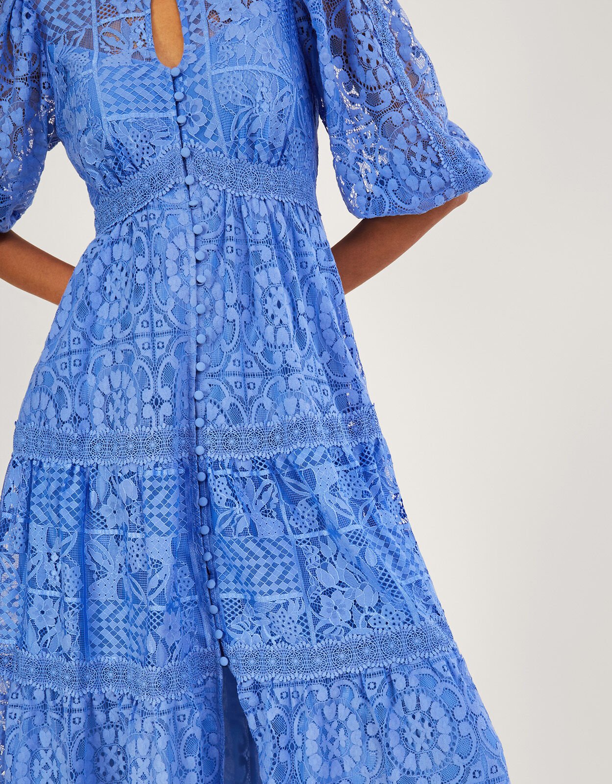 Rhea Lace Hanky Hem Shirt Dress Blue Evening Dresses Monsoon Global