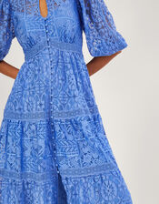 Rhea Lace Hanky Hem Shirt Dress, Blue (BLUE), large