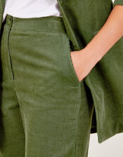 Cord Wide Leg Suit Trousers, Green (GREEN), large