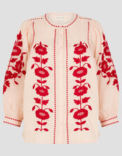 Bronte Floral Embroidered Blouse, Pink (PALE PINK), large