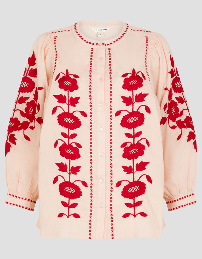 Bronte Floral Embroidered Blouse, Pink (PALE PINK), large