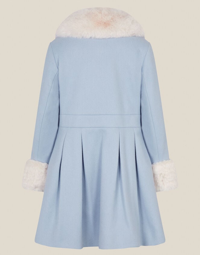 Isabella Faux Fur Collar Coat, Blue (BLUE), large