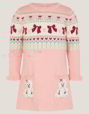 Baby Bear Pocket Knit Dress, Pink (PINK), large