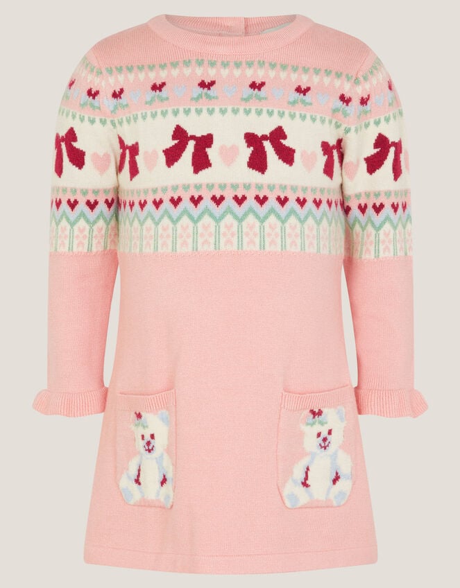 Baby Bear Pocket Knit Dress, Pink (PINK), large