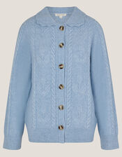 Kat Floral Cable Knit Cardigan, Blue (LIGHT BLUE), large