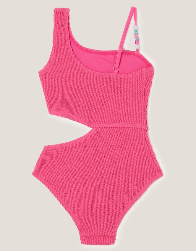 Asymmetrical Crinkle Textured Swimsuit, Pink (PINK), large