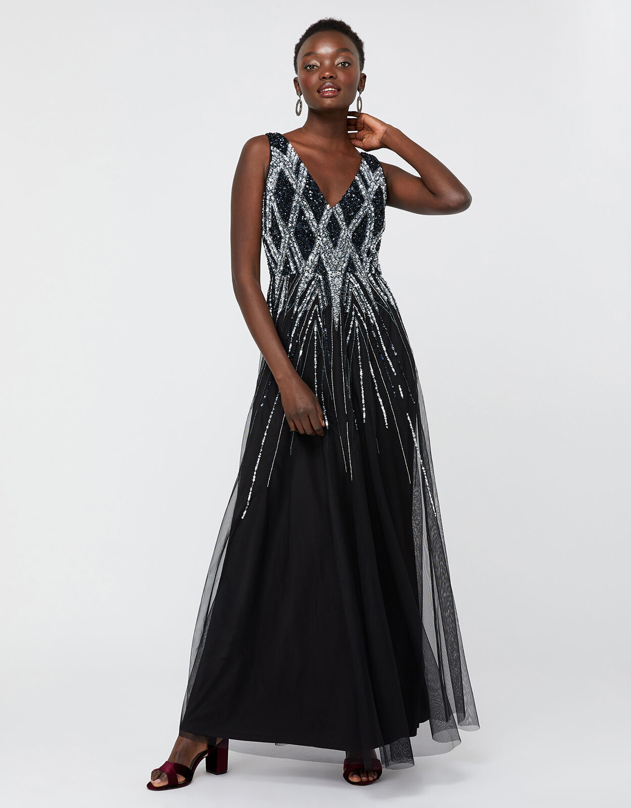 Marnie Embellished Maxi Dress Black Evening Dresses Monsoon Global