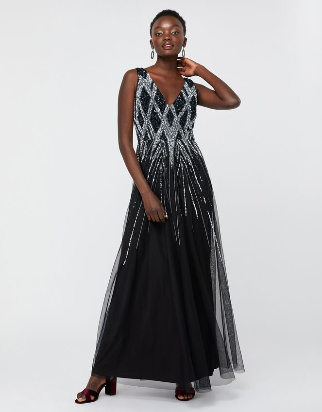 Marnie Embellished Maxi Dress, Black (BLACK), large