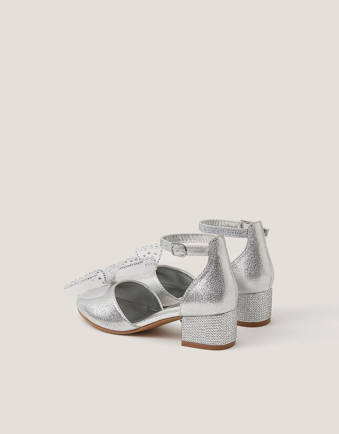 Diamant&eacute; Bow Metallic Two-Part Heels, Silver (SILVER), large