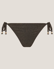 Mia Glitter Tie-Side Bikini Bottoms, Black (BLACK), large