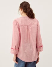 Ceres Frill Stripe Shirt, Red (RED), large