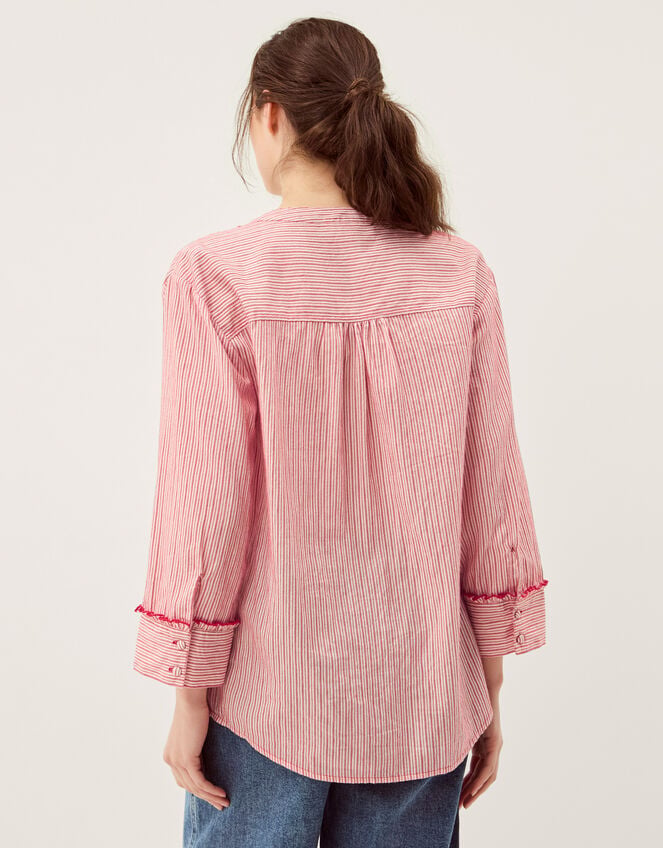 Ceres Frill Stripe Shirt, Red (RED), large