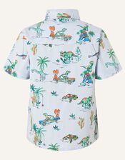 Stripe Dinosaur Shirt, Blue (BLUE), large