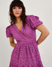 Fabiola Broderie Dress, Purple (PURPLE), large