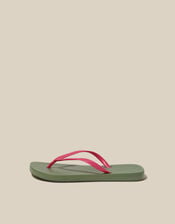Lea Contrast Flip Flops, Green (KHAKI), large