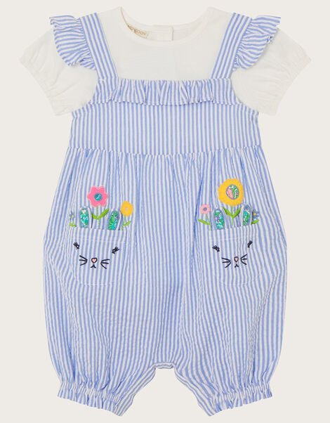 Baby Bunny Seersucker Romper and T-Shirt Set, Blue (BLUE), large