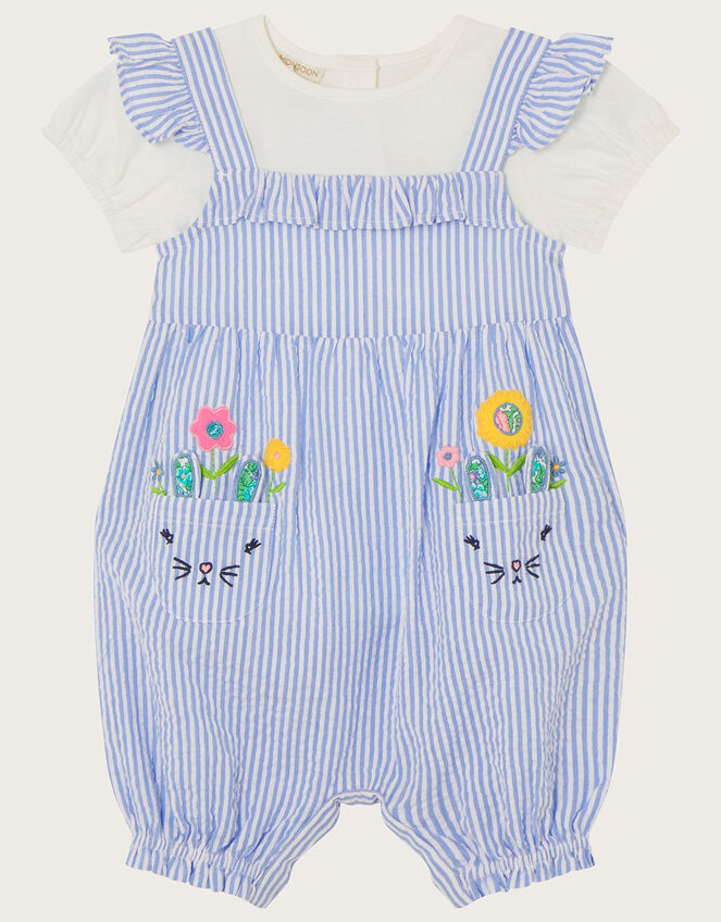 Baby Bunny Seersucker Romper and T-Shirt Set, Blue (BLUE), large