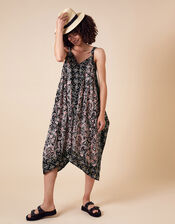 Foil and Paisley Print Dress in LENZING™ ECOVERO™, Black (BLACK), large
