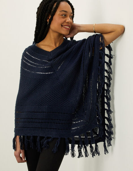 Cable Knit Poncho, , large