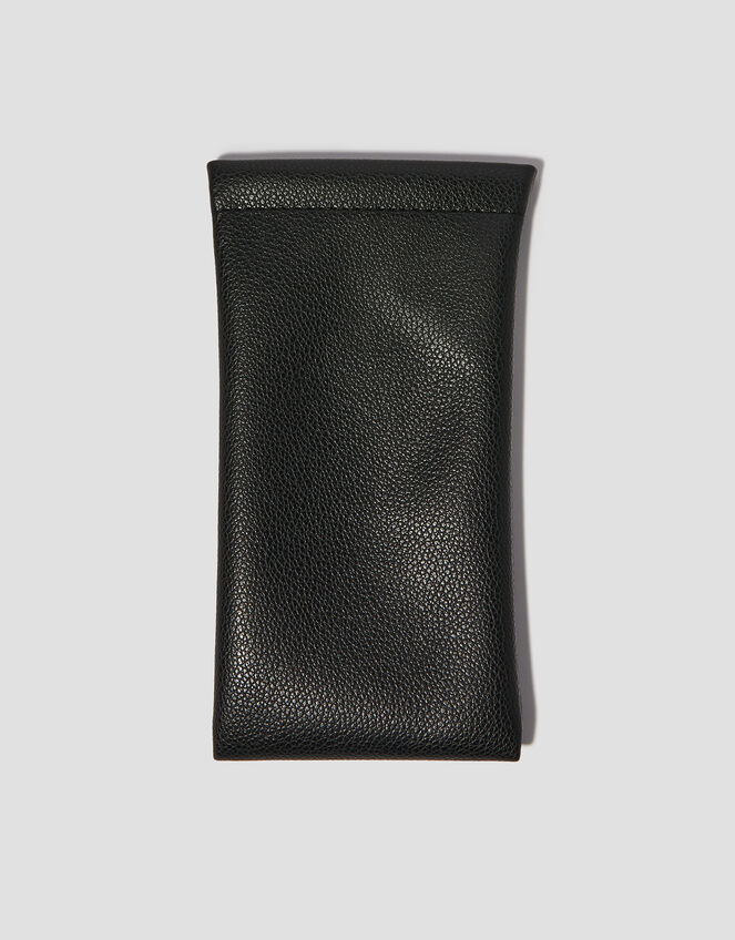 Faux Leather Sunglasses Pouch, Black (BLACK), large