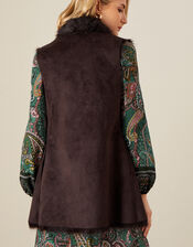 Faux Fur and Suedette Gilet, Brown (CHOCOLATE), large