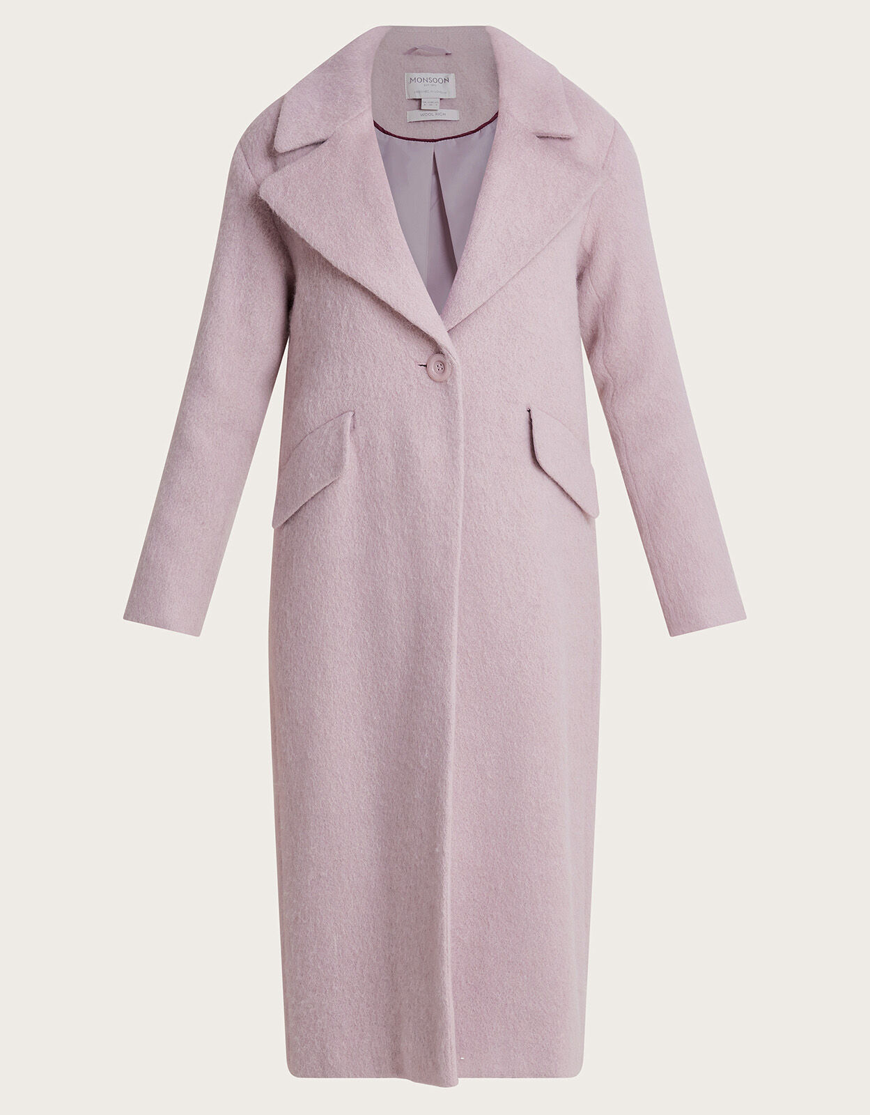 Jenny Brushed Wool Smart Coat Pink