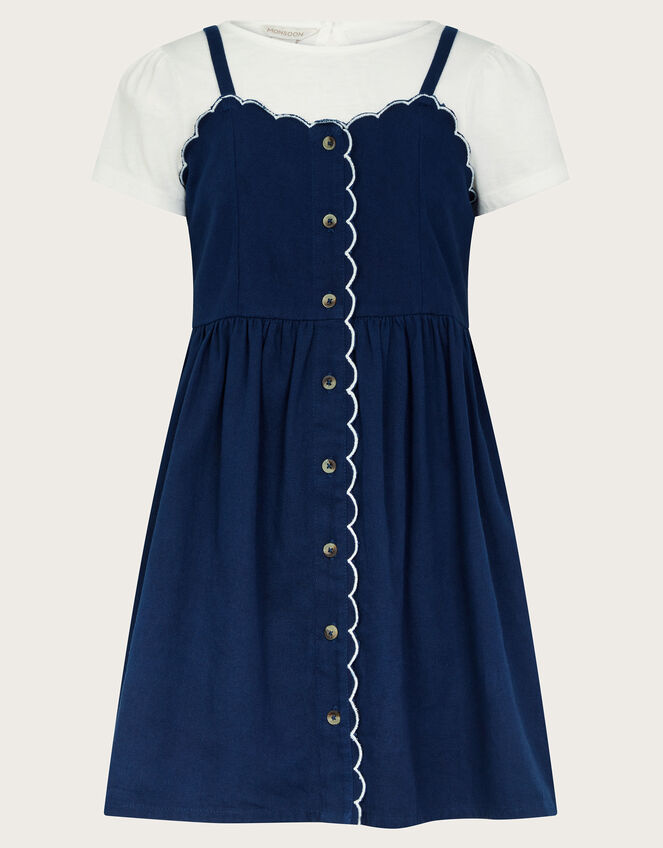 Scallop Dress and Top Set, Blue (BLUE), large
