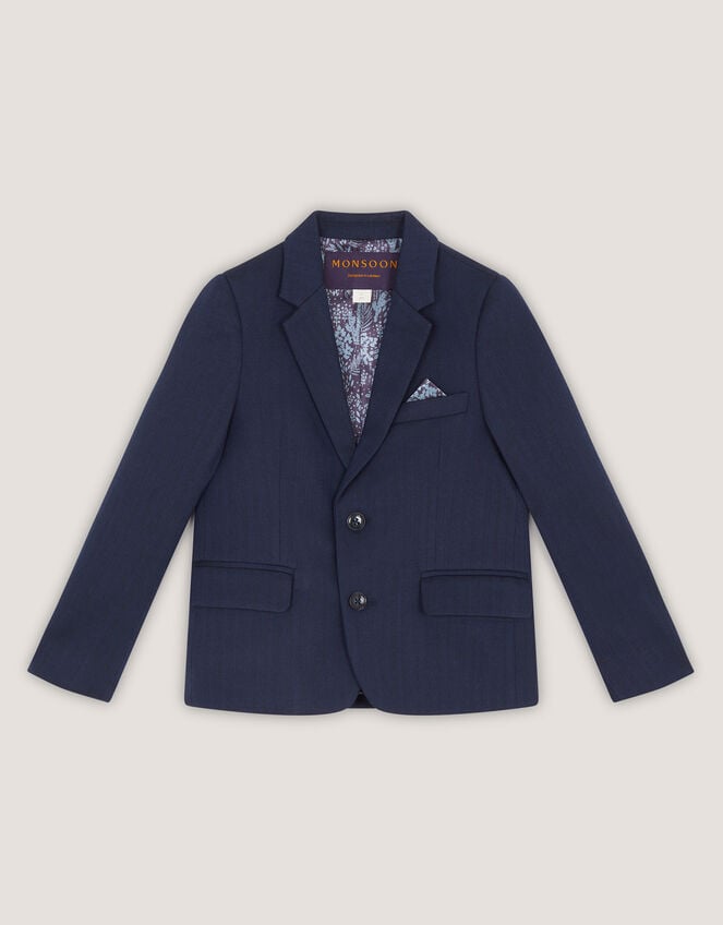Harry Herringbone Suit Jacket, Blue (NAVY), large