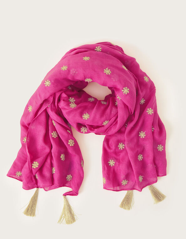 Embroidered Scarf, Pink (PINK), large