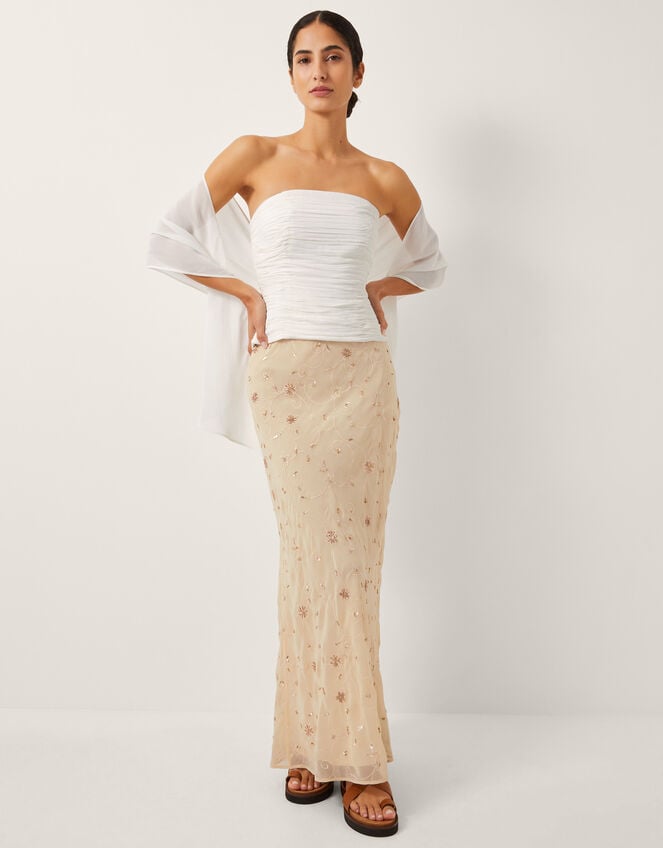The India Edit Colette Ruched Bandeau Top & Scarf, Ivory (IVORY), large