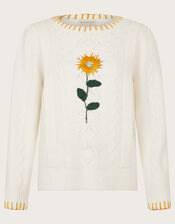 Joelle Upcycled Embroidered Jumper, Ivory (IVORY), large