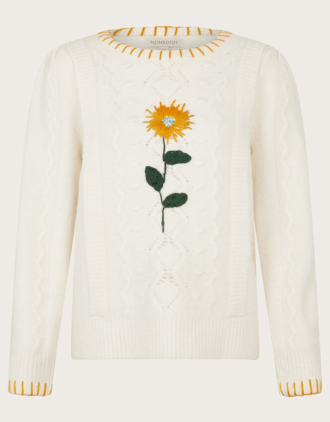 Joelle Upcycled Embroidered Jumper, Ivory (IVORY), large