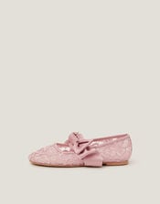 Bow Lace Ballerina Flats , Purple (LILAC), large