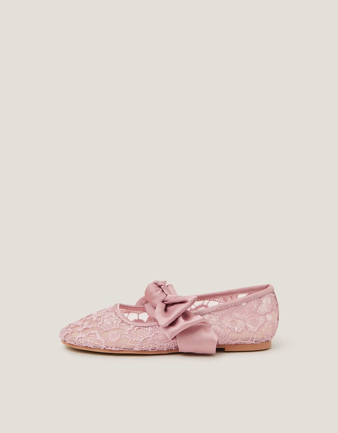 Bow Lace Ballerina Flats , Purple (LILAC), large