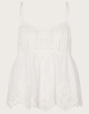 Premium Embroidered Scallop Edge Cami Top, White (WHITE), large