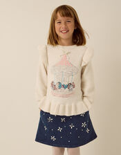 Monsoon x My Little Pony Sequin Carousel Ruffle Jumper, Ivory (IVORY), large