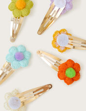 6-Pack Crochet Flower Hair Clips, , large